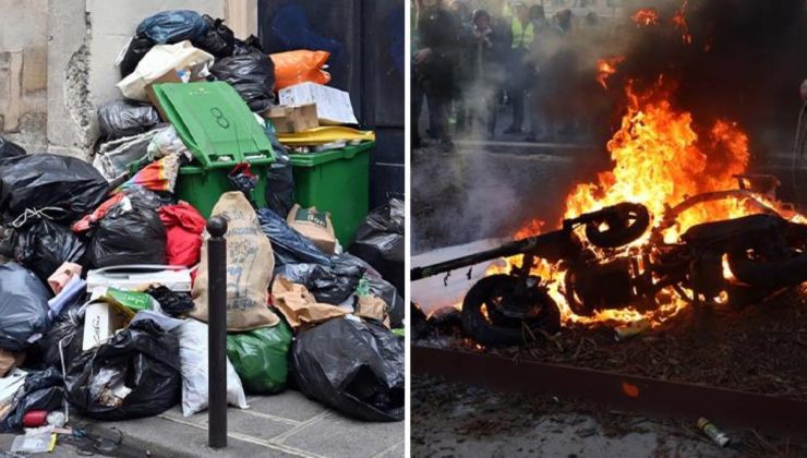 Protestolar sonrası yangın yerine dönen Paris’te çöp toplayıcıları, 13 Nisan’da süresiz greve gidecek